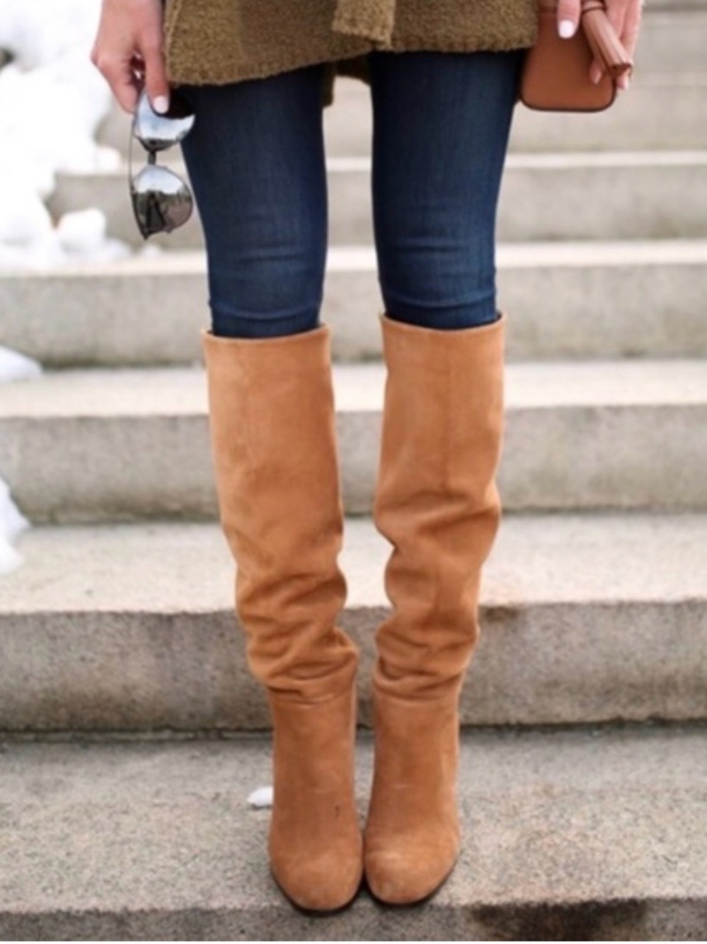 Sam Edelman Knee-High Caramel Suede Boots